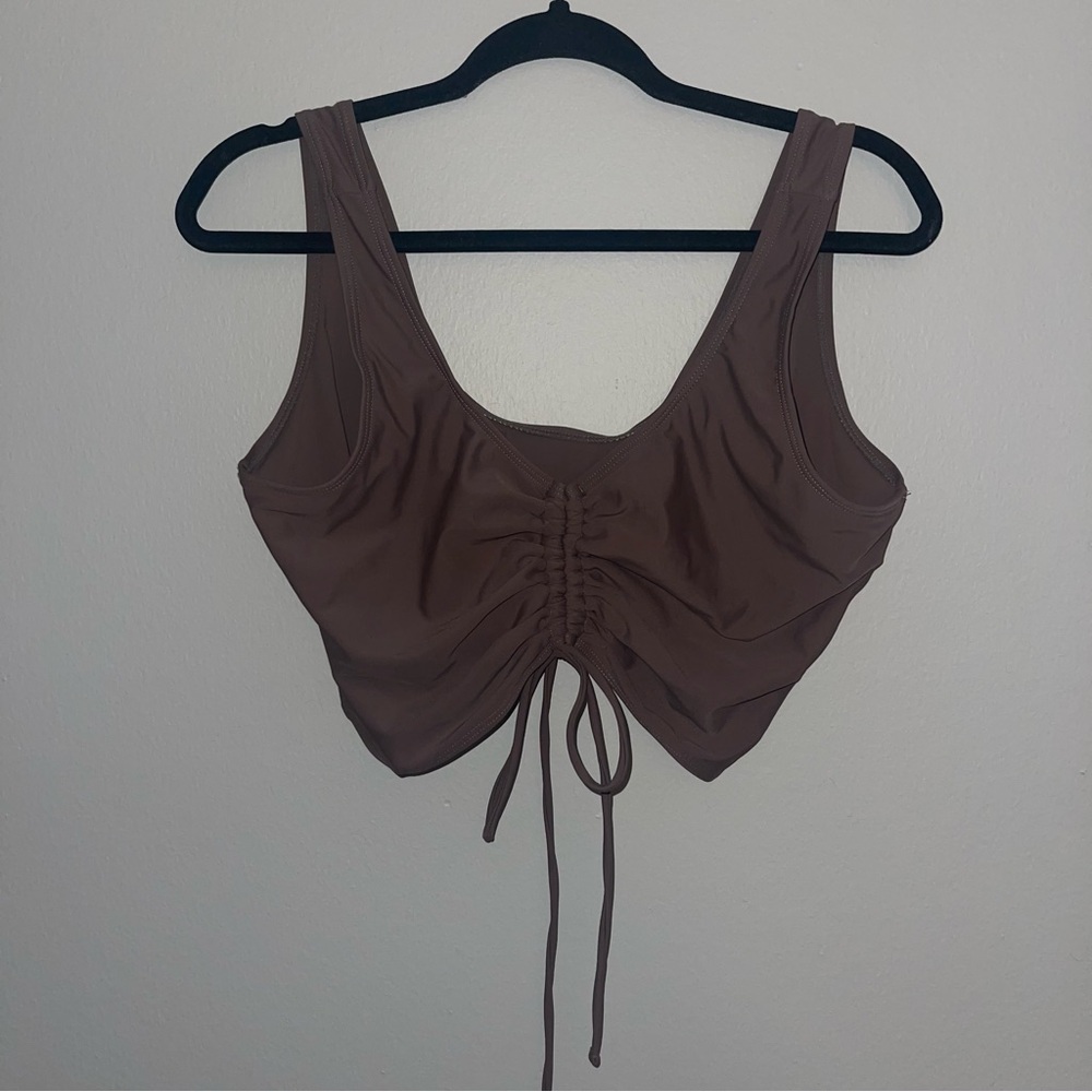 Ruched Taupe Bikini Top